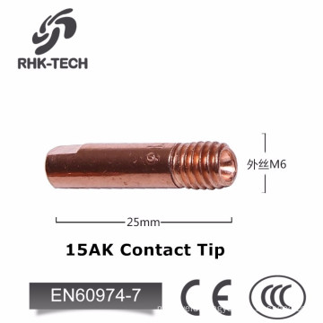 copper contact tips e-cu M6x25 for mig welding gun accessories